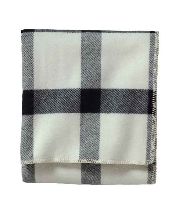 Eco Wise Queen Bed Blanket - Ivory/Black Plaid